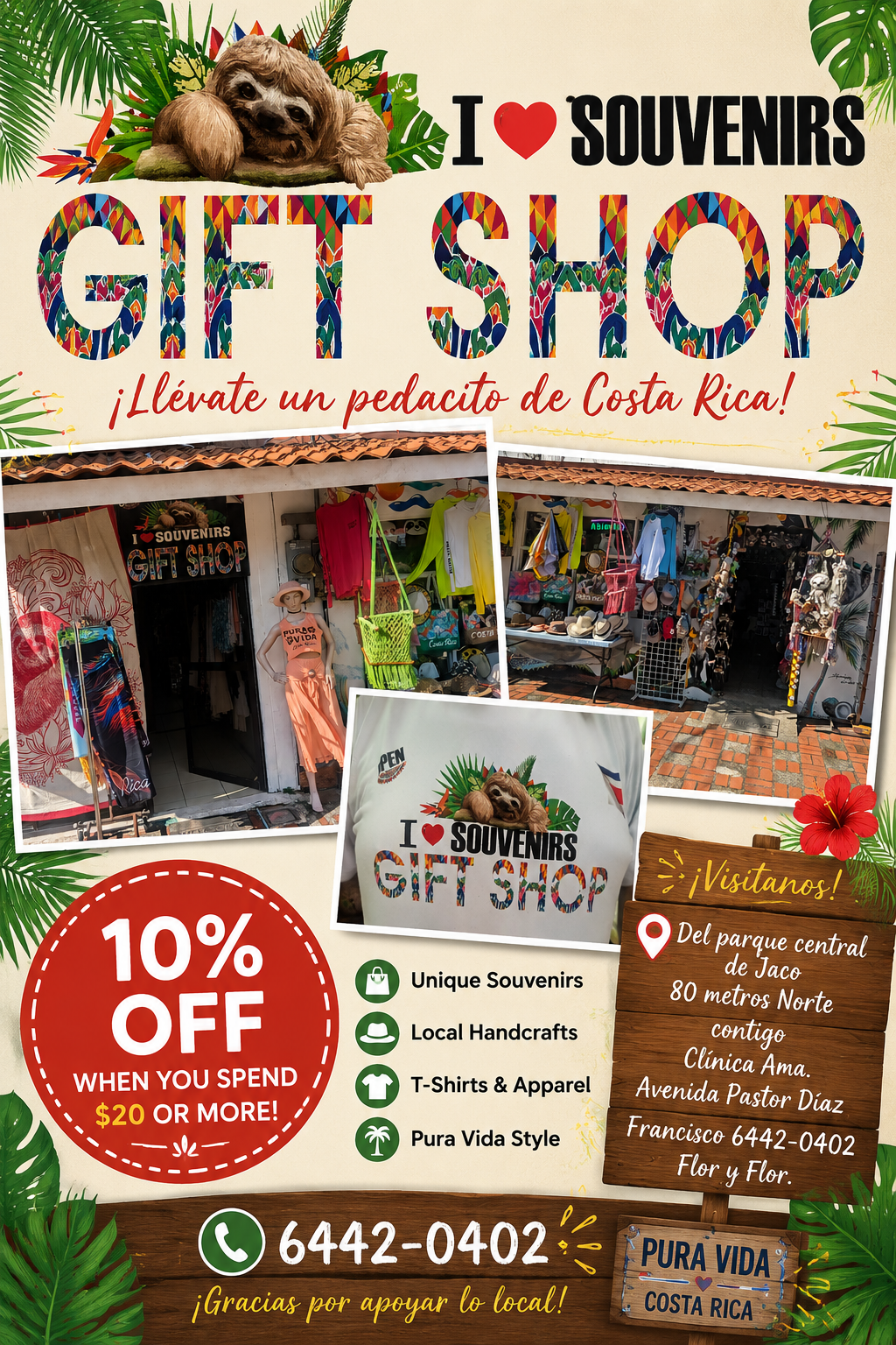 Tropical Jungle Souvenir — tienda de souvenirs y artesanía costarricense en Jacó, Costa Rica